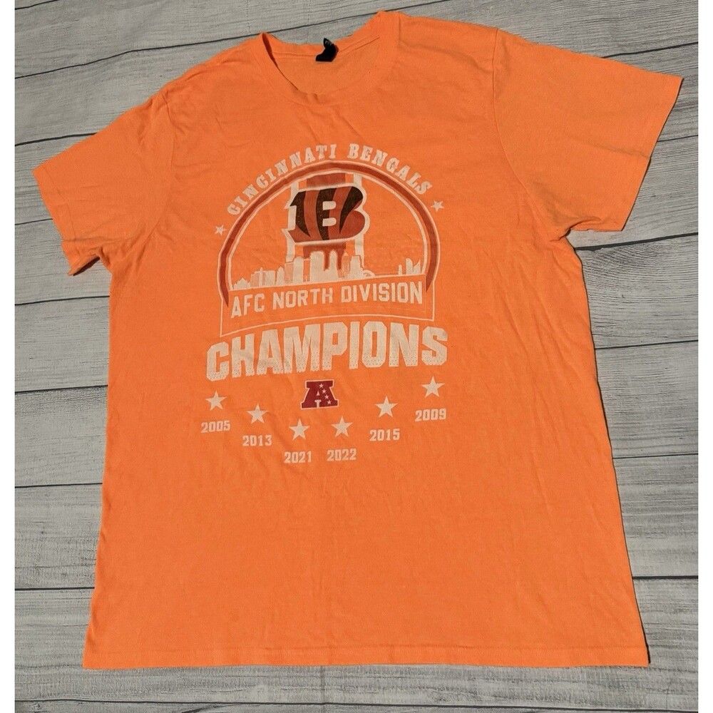 Cincinnati Bengals AFC North Division Championships T Shirt Size XL 2 Sided